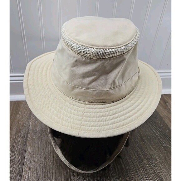 The Airflo Tilley Hat 7 1/4 Cream Wide Brimmed Sun Bucket Hat UPF - Picture 1 of 10